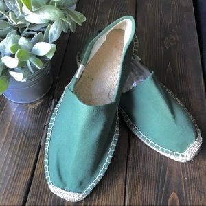 Soludos Green Espadrille Slip-on Flat Loafer NWOT